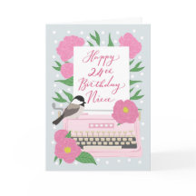 24e verjaardag voor nicht | Typemachine bloemendes