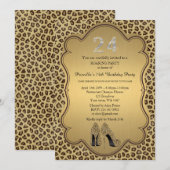 24e, Verjaardagsfeest, 24e, Cheetah High Heels Sch Kaart (Voorkant / Achterkant)