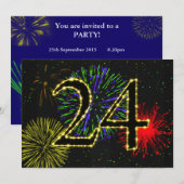 24e verjaardagsfeestje uitnodigen kaart (Voorkant / Achterkant)