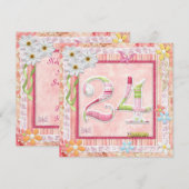 24e verjaardagsfeeststijl kaart (Voorkant / Achterkant)