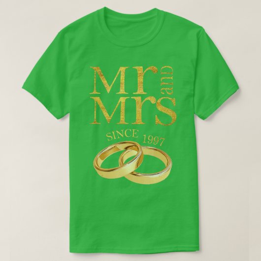 24e weddenschap Jubileum Gift Mr & Mrs. sinds 1997 T-shirt (Design voorkant)