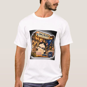 24H Laundromat Cat T-Shirt   Japanse Nacht Laundr