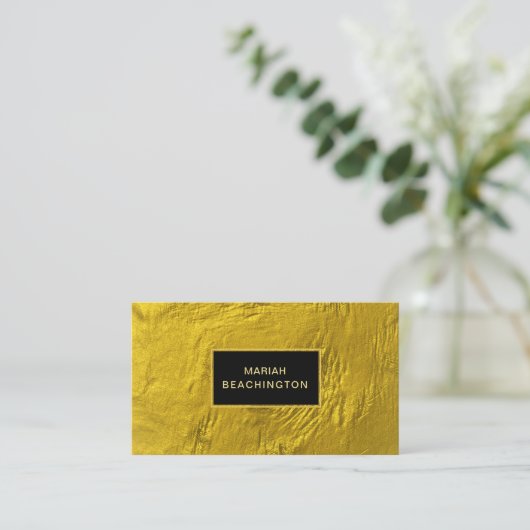 *~* 24k Gold Foil en Gold Glitter Black Lijst Visitekaartje (Staand voorkant)