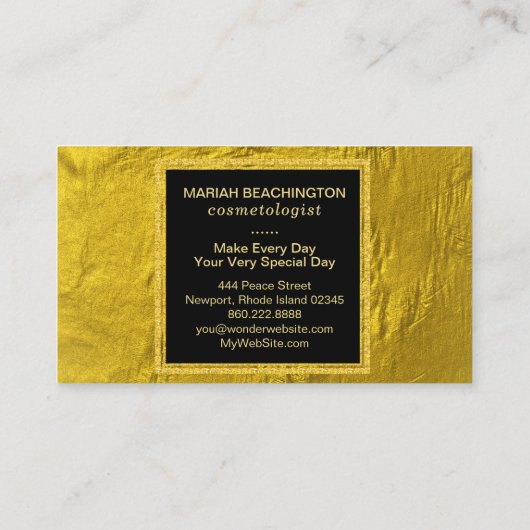 *~* 24k Gold Foil en Gold Glitter Black Lijst Visitekaartje (Achterkant)