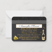 24K Zwart|Gold Credit Kaart Verjaardagsuitnodiging Notitiekaartje (Achterkant)