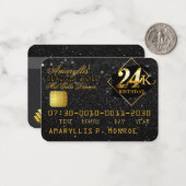 24K Zwart|Gold Credit Kaart Verjaardagsuitnodiging Notitiekaartje (Voorkant / Achterkant in situ)