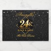 24K Zwart & Goud Luxe 24e verjaardag Elegant Likeurfles Etiket (Enkel label)