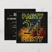 24ste verjaardag uitnodiging met vuurwerk (Voorkant / Achterkant)