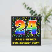 24ste verjaardagsfeestje: Fun Music Symbols, Rainb Kaart (Staand voorkant)