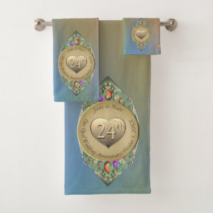 24th Opal Wedding Jubileum Badhanddoek Set Bad Handdoek