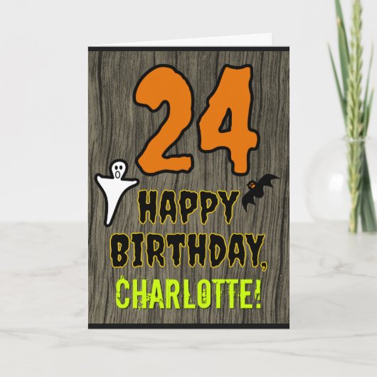 24th Verjaardag: Spooky Halloween Thema, aangepast Kaart (Voorkant)