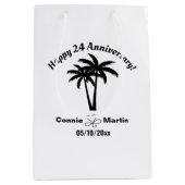 24th Wedding Anniversary Palm Trees Medium Cadeauzakje (Voorkant)