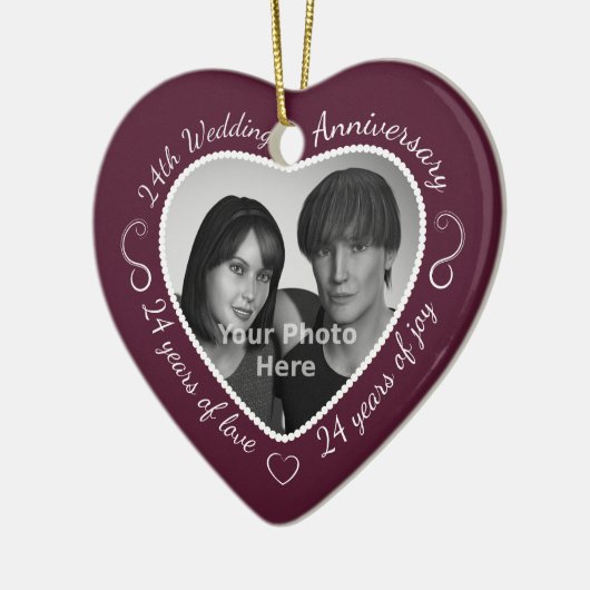 24th Wedding Jubileum Foto Keramisch Ornament (Links)