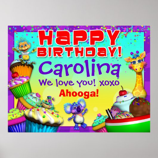 24x18-inch GiggleBellies Cupcake Birthday Poster (Voorkant)