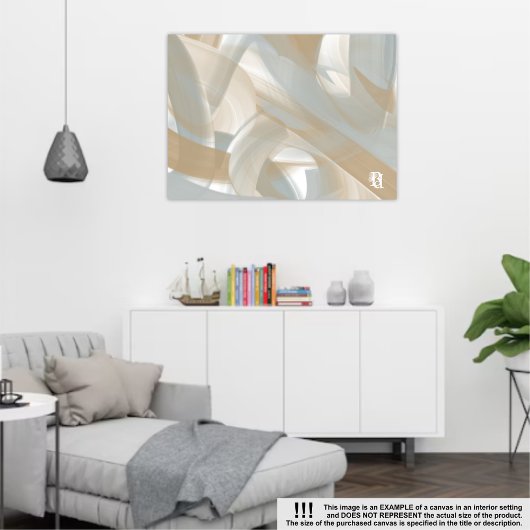 24x18" Sandy Tornado Trend Abstracte Kunst Beige Canvas Afdruk