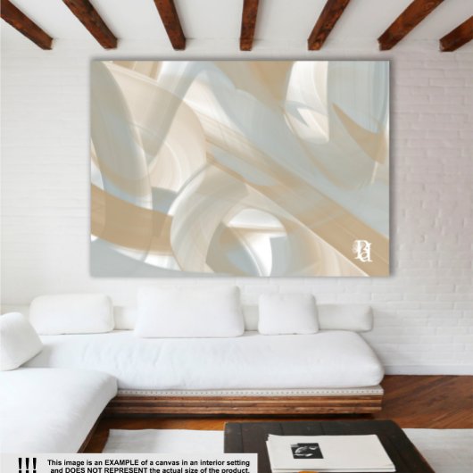 24x18" Sandy Tornado Trend Abstracte Kunst Beige Canvas Afdruk