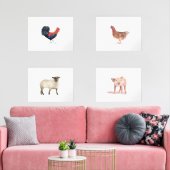 24x18 Schattigee Boerderijdieren Waterverf Dieren  Muurkunst Sets (Woonkamer)