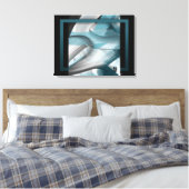 24x18" Trend Abstract Kunst Canvas Zwart Wit Blauw Afdruk (Insitu (Slaapkamer))