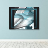 24x18" Trend Abstract Kunst Canvas Zwart Wit Blauw Afdruk (Insitu (Houten vloer))