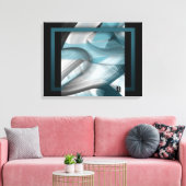 24x18" Trend Abstract Kunst Canvas Zwart Wit Blauw Afdruk (Insitu (Woonkamer))