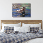 24x18 Wing Flapping Wood Duck Canvas Afdruk (Insitu (Slaapkamer))