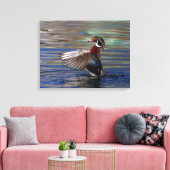 24x18 Wing Flapping Wood Duck Canvas Afdruk (Insitu (Woonkamer))