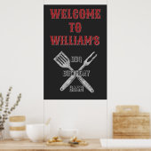 24x36 Backyard BBQ Birthday Party Welkomstteken Poster (Keuken)