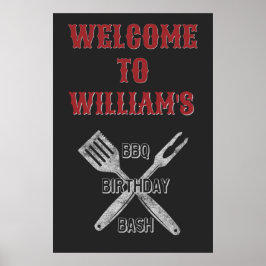 24x36 Backyard BBQ Birthday Party Welkomstteken Poster