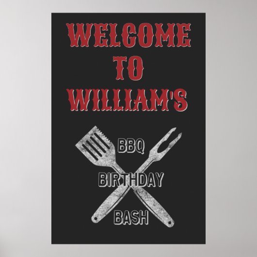 24x36 Backyard BBQ Birthday Party Welkomstteken Poster (Voorkant)