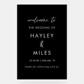 24x36 Black Minimalist Wedding Welkom Acryl Bord (Voorkant)
