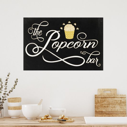 24x36 Chalkboard Popcorn Bar Sign. Poster (Keuken)