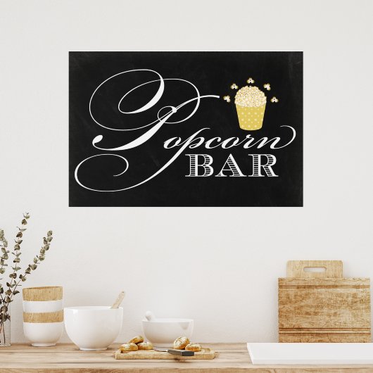 24x36 Chalkboard Popcorn Bar Sign. Poster (Keuken)