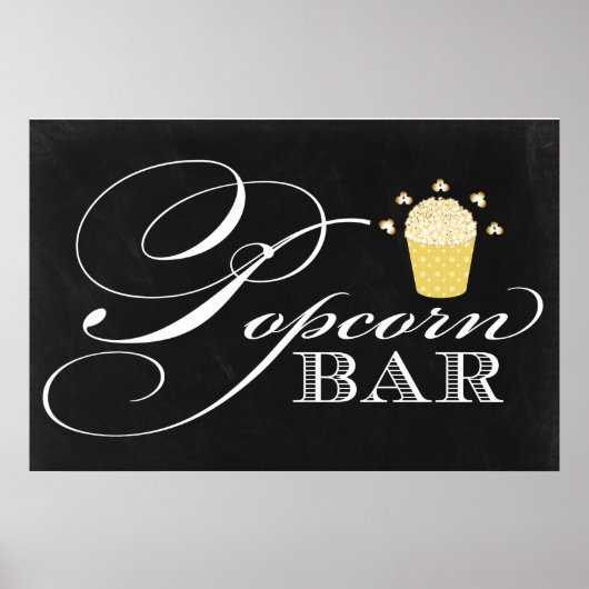 24x36 Chalkboard Popcorn Bar Sign. Poster (Voorkant)