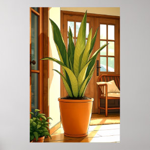 24x36 Entryway Potted Snake Plant Poster
