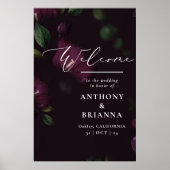 24x36" Moody Paarse Bloom Grunge Bruiloft Welkom Poster (Voorkant)