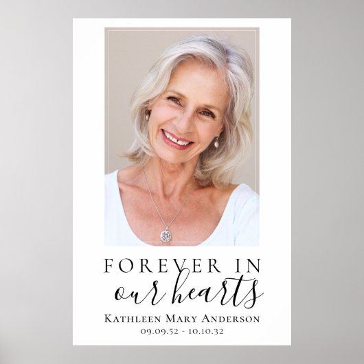 24x36 Voor altijd in onze harten Foto Funeral Welc Poster (Voorkant)