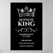 24x36 White Crown King Mustache Barbershop Teken Poster (Voorkant)
