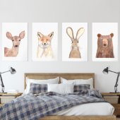 24x36 Woodland Schattigee Waterverf Bos Dieren set (Slaapkamer)