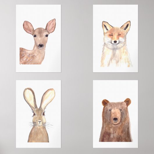 24x36 Woodland Schattigee Waterverf Bos Dieren set (Voorkant)