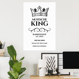 24x36 Zwarte Koning Snor Kapperszaak Bord Poster