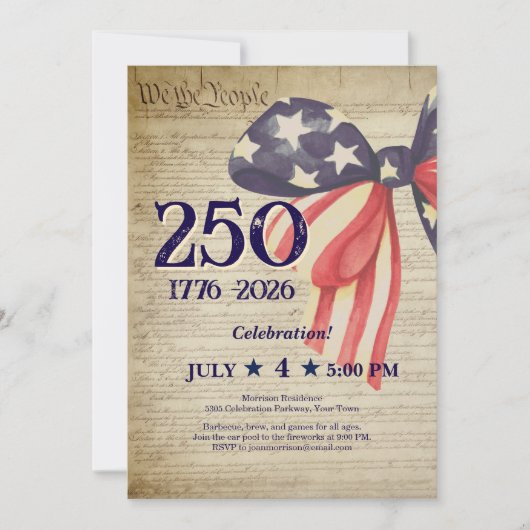 250 4 juli Patriottische VS Constitutie Partij Kaart (Voorkant)