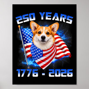 250 Amerika Jaren 1776 2026 Corgi Hondenliefhebber Poster