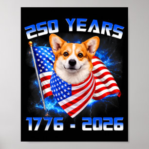 250 Amerika Jaren 1776 2026 Corgi Hondenliefhebber Poster