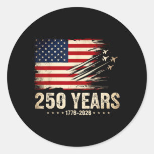 250 Amerika Jaren 1776 2026 Gevechtsvliegtuigen 25 Ronde Sticker