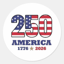 250 Amerika Patriotische Vlag Ontwerp | 1776 2026 Ronde Sticker