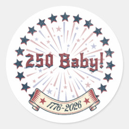 250 Baby America 250 Patriotic Fireworks Design Ronde Sticker