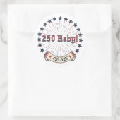 250 Baby America 250 Patriotic Fireworks Design Ronde Sticker (Tas)