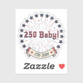 250 Baby America 250 Patriotic Fireworks Design Sticker