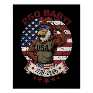 250 Baby! Amerikaanse Patriottische Adelaar Flex 1 Perfect Poster