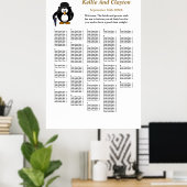 250 Funny Penguin Greeter Wedding Seating Chart Poster (Thuiskantoor)
